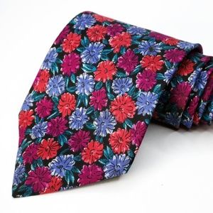 Cabralli Tie Blue Silk Floral Pattern